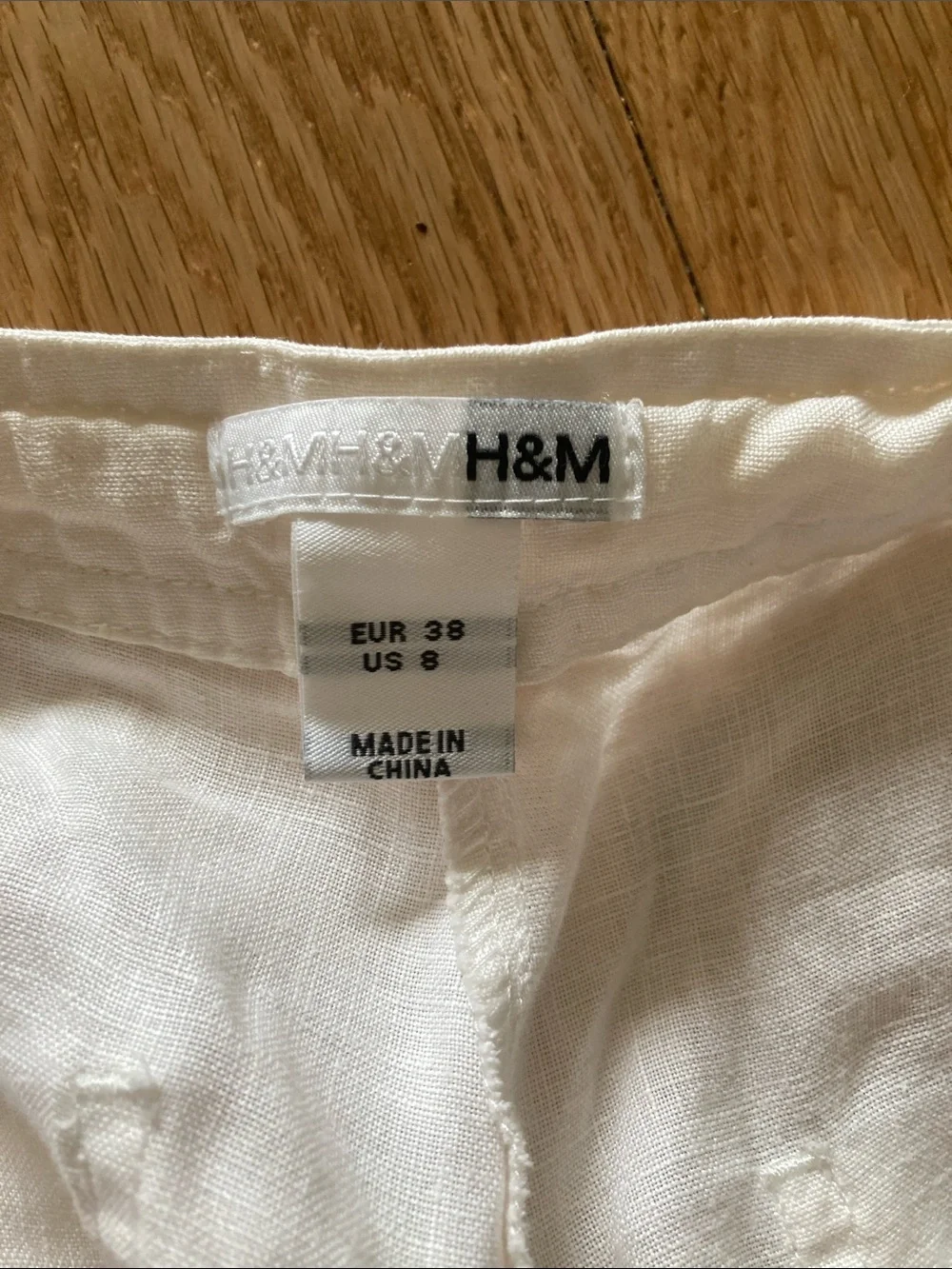 H&M White Linen Straight-Leg Women's pants